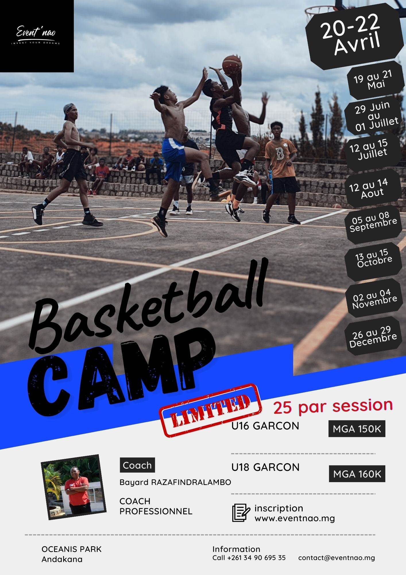 Camp de basket U16 et U18 (session 20 au 22 Avril 2023)